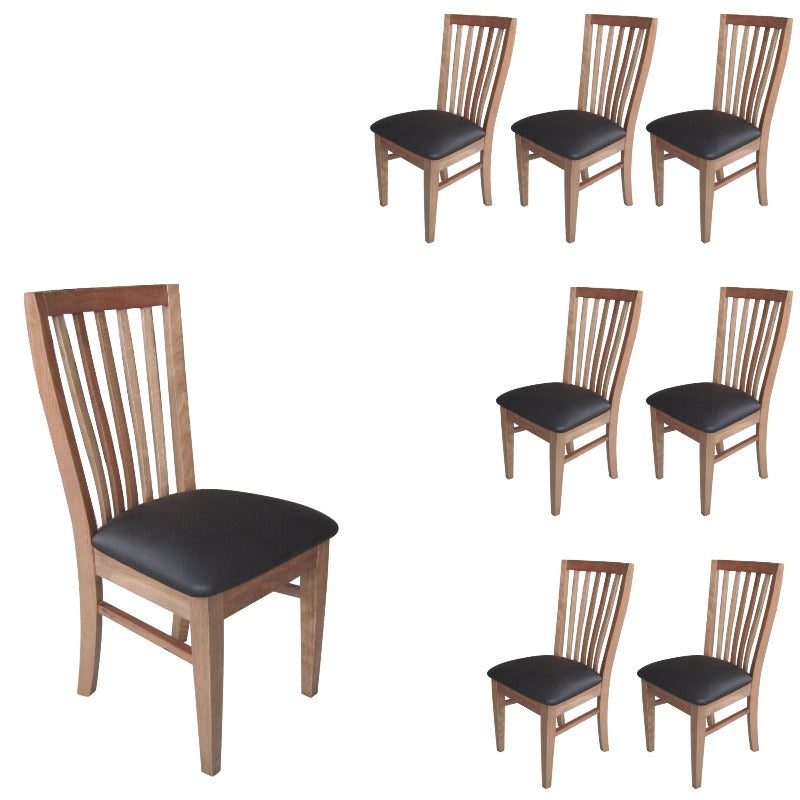 Dining Chairs Fairmont 8Pc Set Dining Chair Pu Leather Seat Slat Back Solid Oak Timber Wood