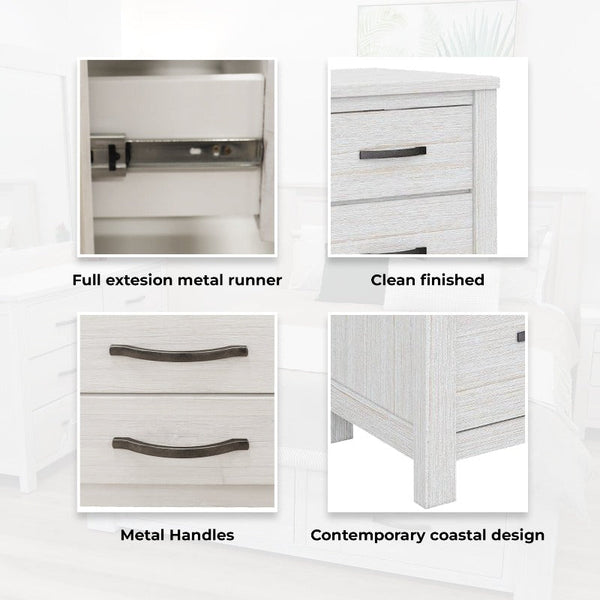 Dressers & Chests of Drawers Foxglove Dresser 6 Chest Of Drawers Solid Wood Tallboy Storage Cabinet White