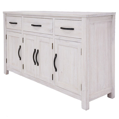 Sideboards & Buffets Foxglove Buffet Table 158Cm 4 Door 3 Drawer Solid Mt Ash Timber Wood White