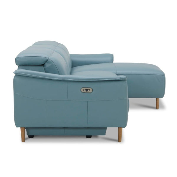 Sofas, Armchairs & Couches Inala 2 Seater Genuine Leather Sofa Lounge Electric Powered Recliner Rhf Chaise Blue