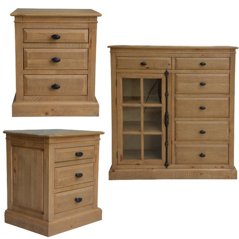 Bedside Tables Jade Set Of 2 Bedside 6 Drawer Tallboy Bedroom Furniture Package Natural