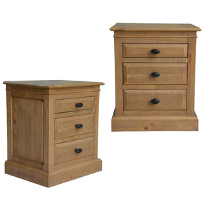 Bedside Tables Jade Set Of 2 Bedside Table 3 Drawers Storage Cabinet Nightstand Natural