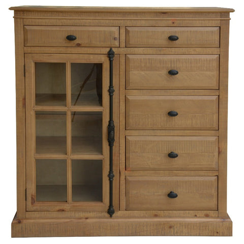 Dressers & Chests of Drawers Jade Tallboy 6 Chest Of Drawers 1 Door Bed Storage Cabinet Stand Natural