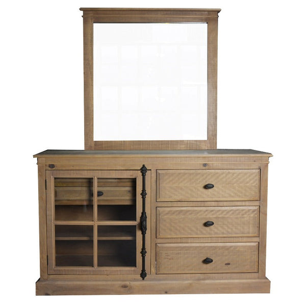 Dressers & Chests of Drawers Jade Dresser Mirror 5 Chest Of Drawers 1 Door Bed Storage Cabinet Natural