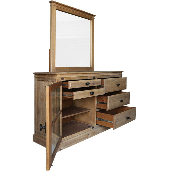 Dressers & Chests of Drawers Jade Dresser Mirror 5 Chest Of Drawers 1 Door Bed Storage Cabinet Natural