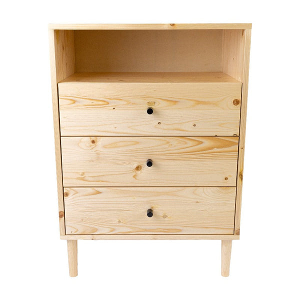 Dressers & Chests of Drawers Jamie Tallboy 3 Chest Of Drawers Solid Pine Wood Bed Storage Cabinet Natural