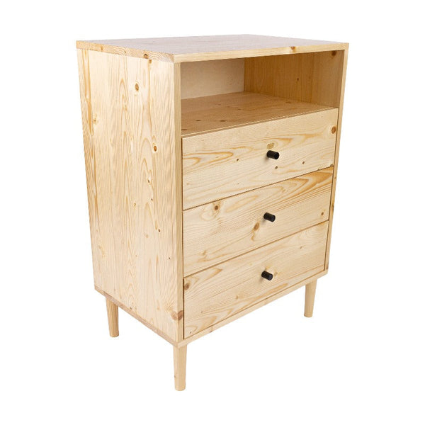 Dressers & Chests of Drawers Jamie Tallboy 3 Chest Of Drawers Solid Pine Wood Bed Storage Cabinet Natural