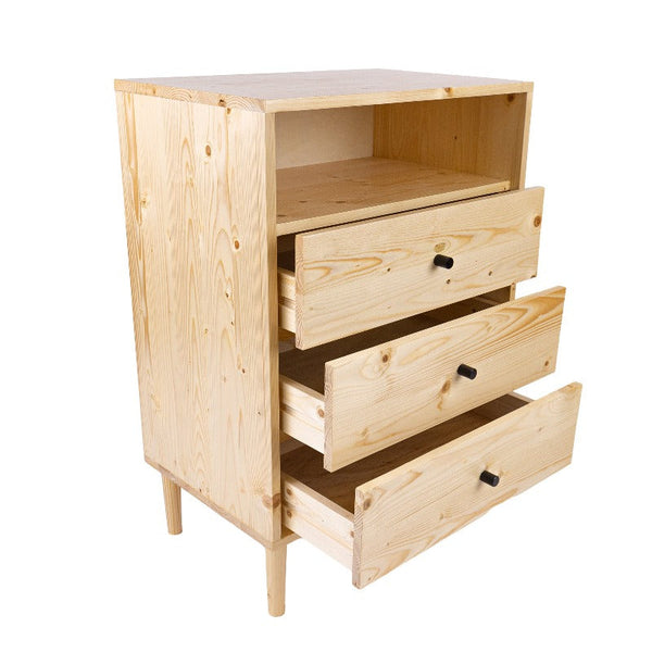 Dressers & Chests of Drawers Jamie Tallboy 3 Chest Of Drawers Solid Pine Wood Bed Storage Cabinet Natural