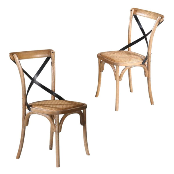 Dining Chairs Woodland 2Pc Set Dining Chair X Back Birch Timber Woven Seat Natural