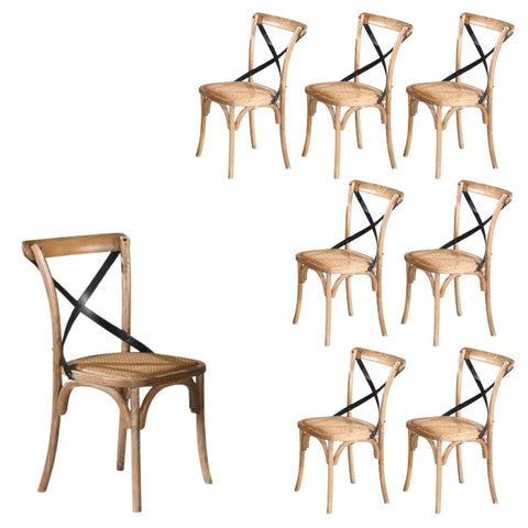 Dining Chairs Woodland 8Pc Set Dining Chair X Back Birch Timber Woven Seat Natural