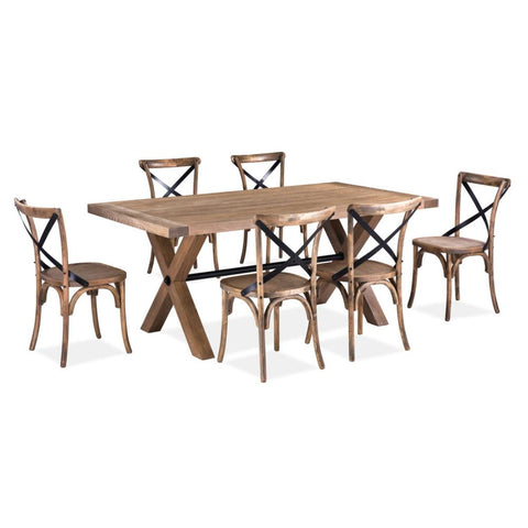 Dining Sets Woodland 7Pc Set Dining 190Cm Table Timber 6 X Back Chair Natural