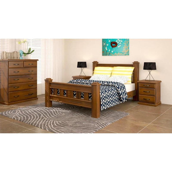 Mattresses Umber Bed Frame Queen Size Mattress Base Solid Pine Timber Wood Dark Brown