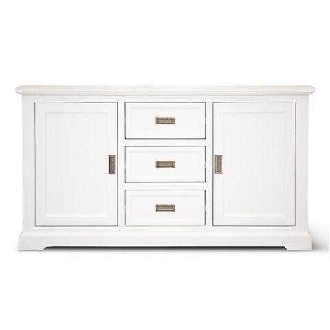 Tables Laelia Buffet Table 166Cm 2 Door 3 Drawer Acacia Wood Coastal Furniture White