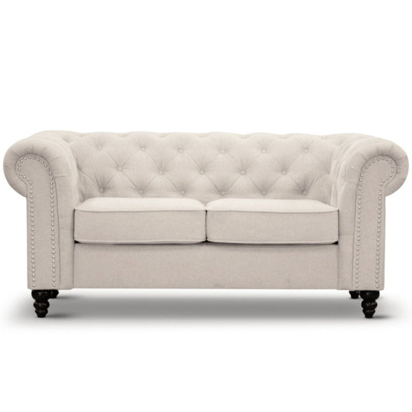 Sofas, Armchairs & Couches Mellowly 2 Seater Sofa Fabric Uplholstered Chesterfield Lounge Couch Beige