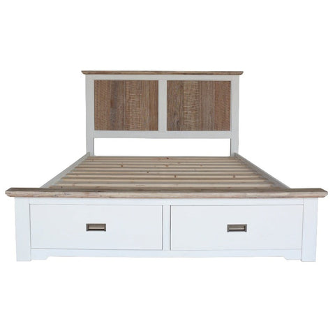 Queen Bed Frames Fiona Bed Frame Queen Size Timber Mattress Base With Storage Drawers White Grey