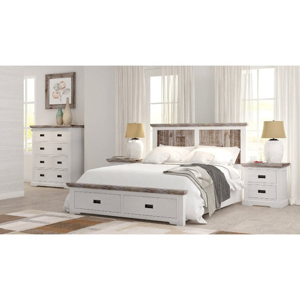 Queen Bed Frames Fiona Bed Frame Queen Size Timber Mattress Base With Storage Drawers White Grey