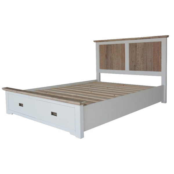 Queen Bed Frames Fiona Bed Frame Queen Size Timber Mattress Base With Storage Drawers White Grey