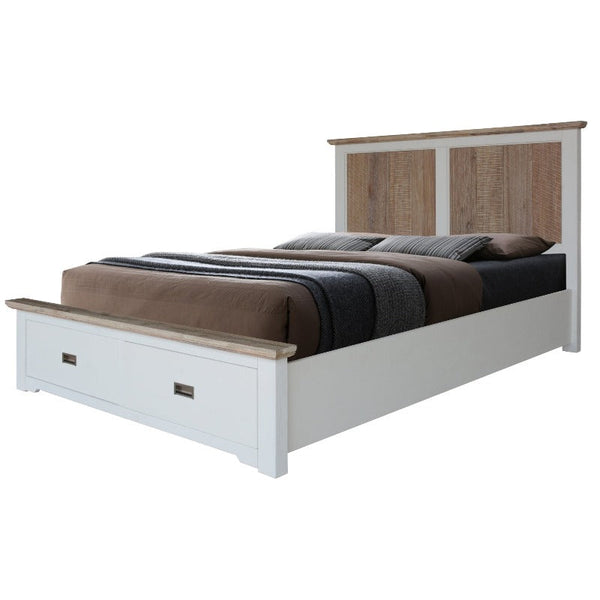 Queen Bed Frames Fiona Bed Frame Queen Size Timber Mattress Base With Storage Drawers White Grey