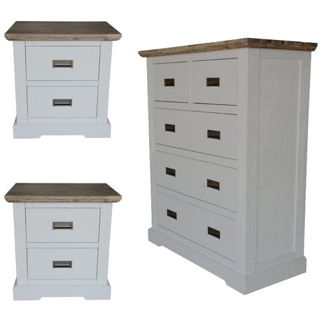 Bedside Tables Fiona Set Of 2 Bedside Table Tallboy Bedroom Furniture Package White Grey