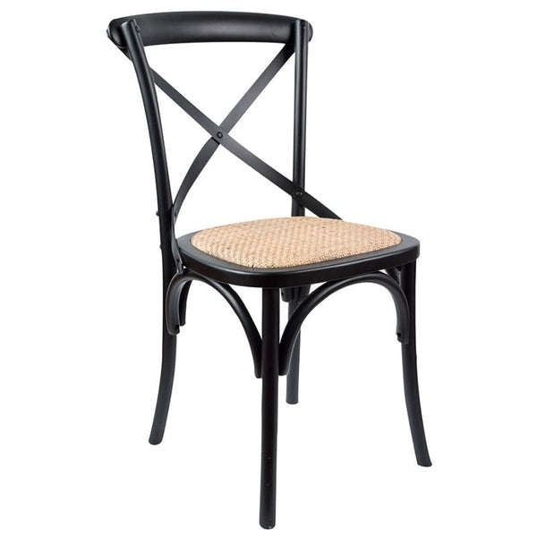 Dining Chairs Aster Crossback Dining Chair Set Of 6 Solid Birch Timber Wood Ratan Seat Black