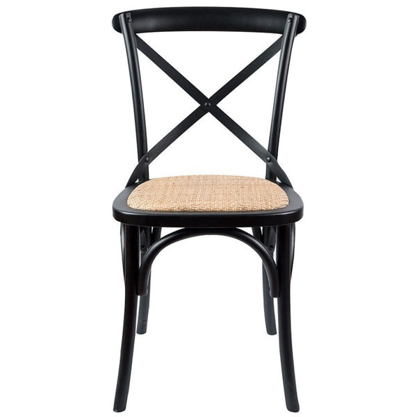 Dining Chairs Aster Crossback Dining Chair Set Of 6 Solid Birch Timber Wood Ratan Seat Black