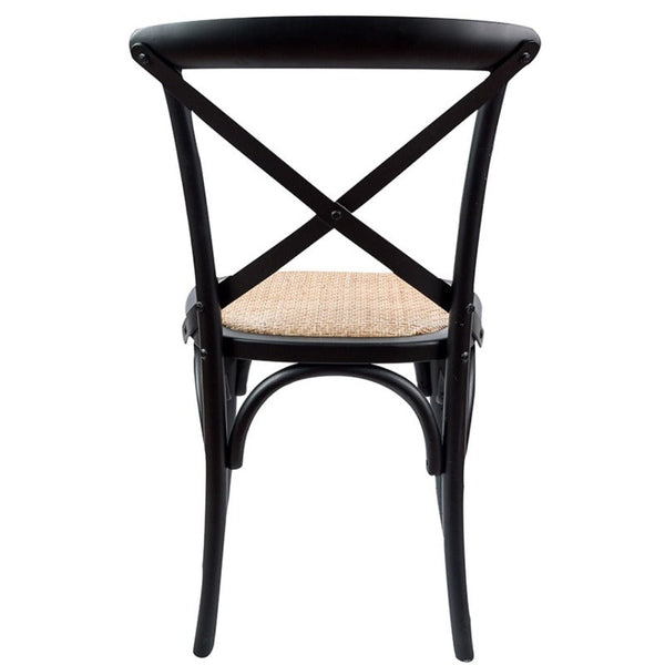 Dining Chairs Aster Crossback Dining Chair Set Of 6 Solid Birch Timber Wood Ratan Seat Black