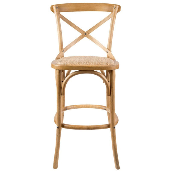 Dining Chairs Aster 2Pc Crossback Bar Stools Dining Chair Solid Birch Timber Rattan Seat Oak