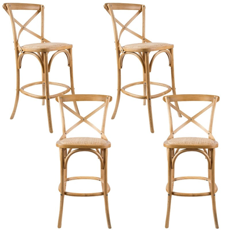 Dining Chairs Aster 4Pc Crossback Bar Stools Dining Chair Solid Birch Timber Rattan Seat Oak