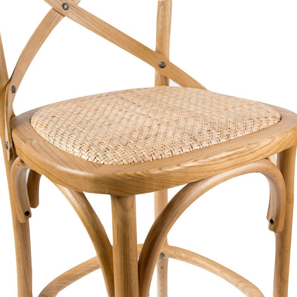 Dining Chairs Aster 4Pc Crossback Bar Stools Dining Chair Solid Birch Timber Rattan Seat Oak