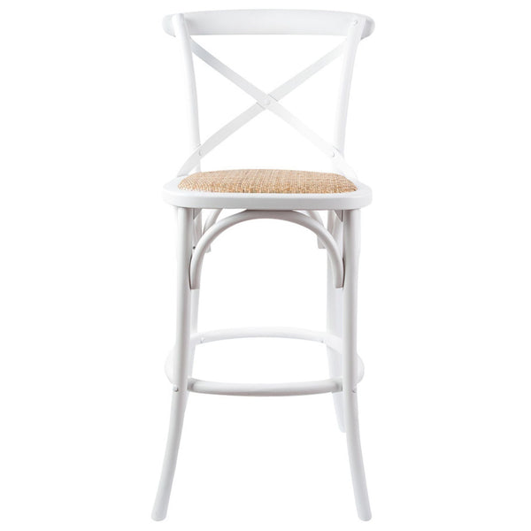 Dining Chairs Aster 4Pc Crossback Bar Stools Dining Chair Solid Birch Timber Rattan Seat White