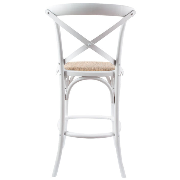 Dining Chairs Aster 4Pc Crossback Bar Stools Dining Chair Solid Birch Timber Rattan Seat White