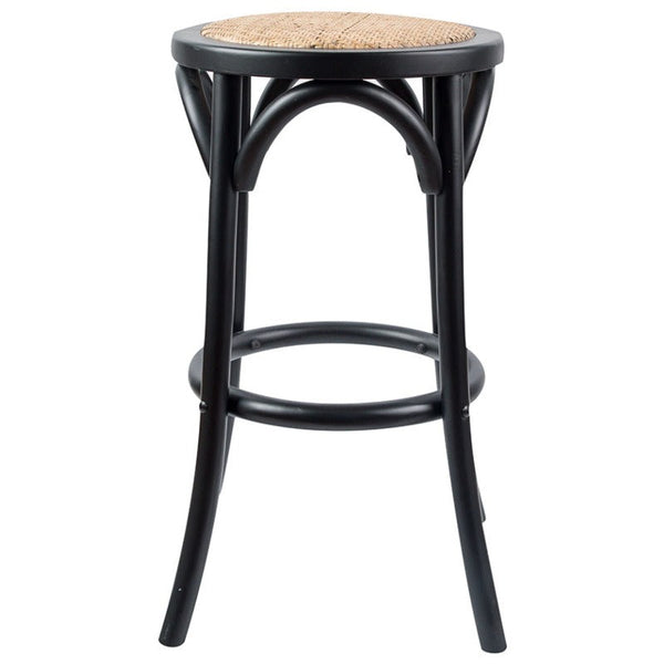 Benches Bar Stools Aster Round Bar Stools Dining Chair Solid Birch Timber Rattan Seat Black