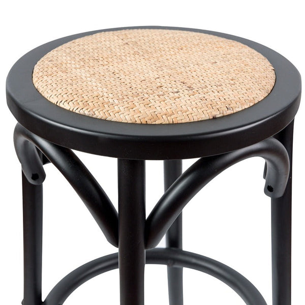 Benches Bar Stools Aster Round Bar Stools Dining Chair Solid Birch Timber Rattan Seat Black