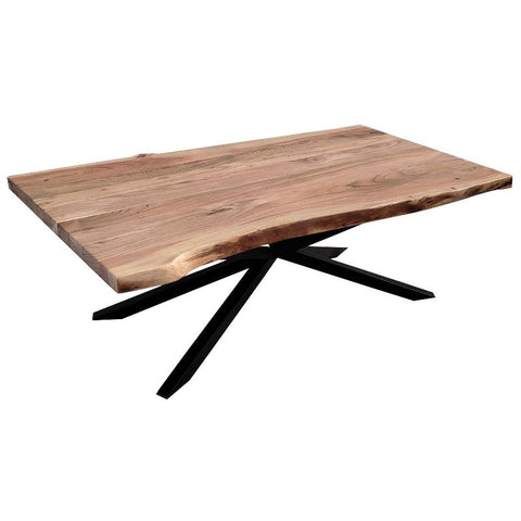 Coffee Tables Lantana Coffee Table 130Cm Live Edge Solid Acacia Timber Wood Metal Leg Natural