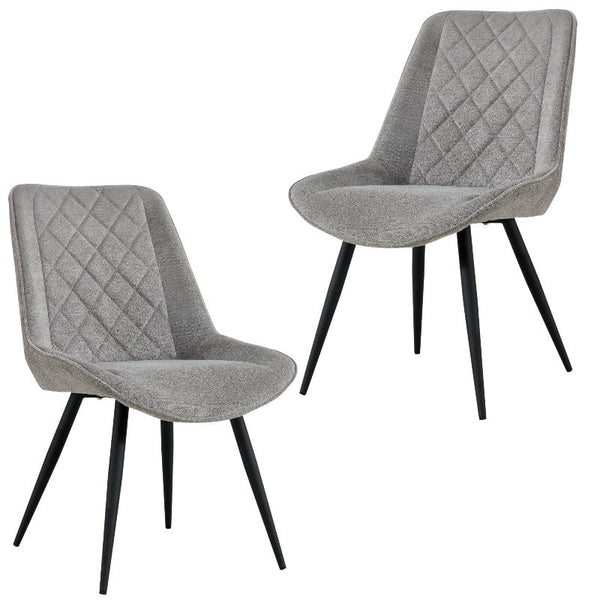 Dining Chairs Helenium Dining Chair Set Of 2 Fabric Seat With Metal Frame Granite