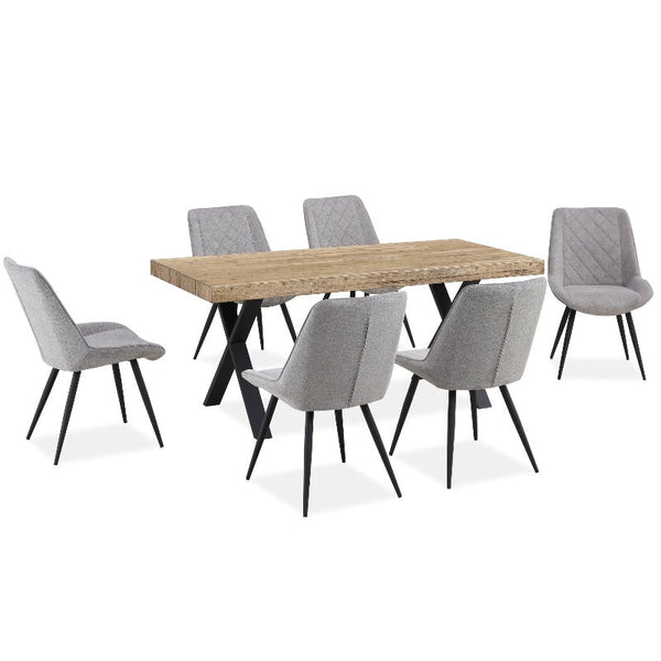 Dining Chairs Helenium Dining Chair Set Of 4 Fabric Seat With Metal Frame Granite