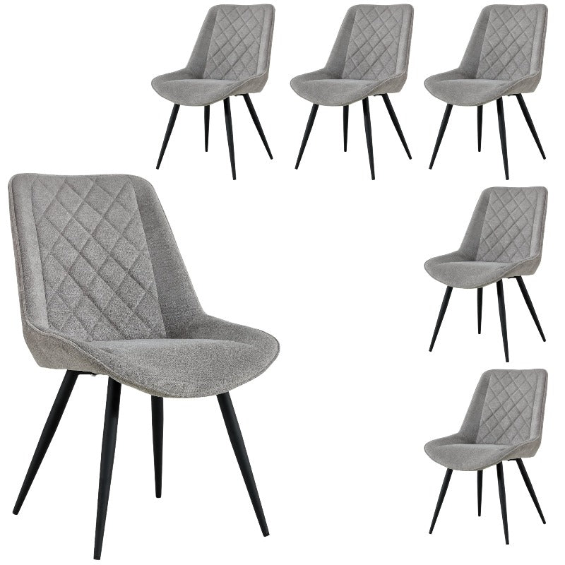 Dining Chairs Helenium Dining Chair Set Of 6 Fabric Seat With Metal Frame Granite