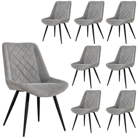 Dining Chairs Helenium Dining Chair Set Of 8 Fabric Seat With Metal Frame Granite