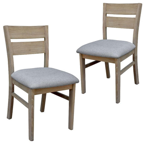 Dining Chairs Tyler 2Pc Set Dining Chair Fabric Seat Solid Acacia Timber Wood Brushed Smoke