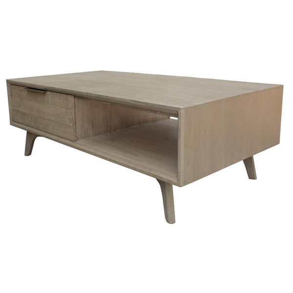 Coffee Tables Tyler 130Cm Coffee Table 2 Drawer Solid Acacia Timber Brushed Smoke