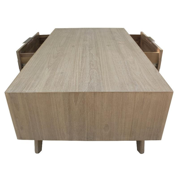 Coffee Tables Tyler 130Cm Coffee Table 2 Drawer Solid Acacia Timber Brushed Smoke