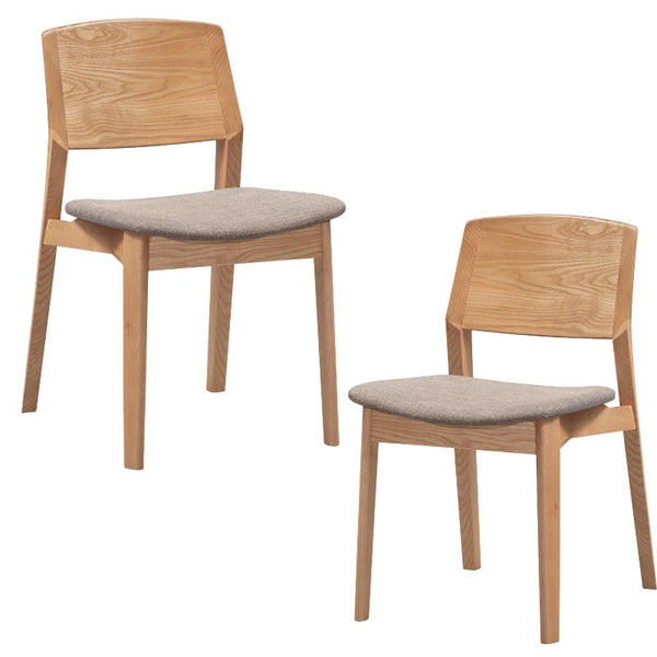 Dining Chairs Divano Emilio 2Pc Set Dining Chair Fabric Seat Scandinavian Style Solid Ash Wood Oak