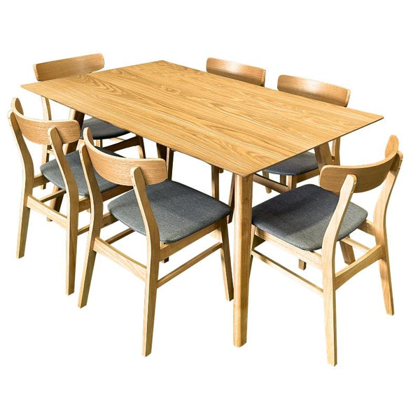 Dining Sets Divano Oscar 7Pc Dining Set 150Cm Table 6 Chair Fabric Seat Scandinavian Style