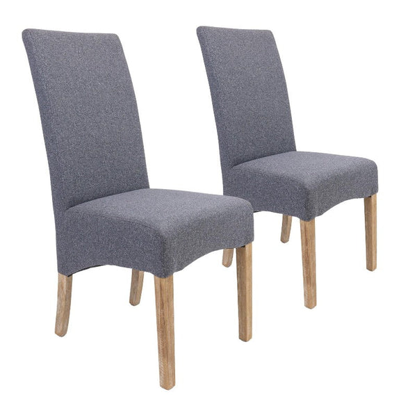 Dining Chairs Divano Jackson Dining Chair Set Of 2 Fabric Seat Solid Pine Wood Furniture Grey