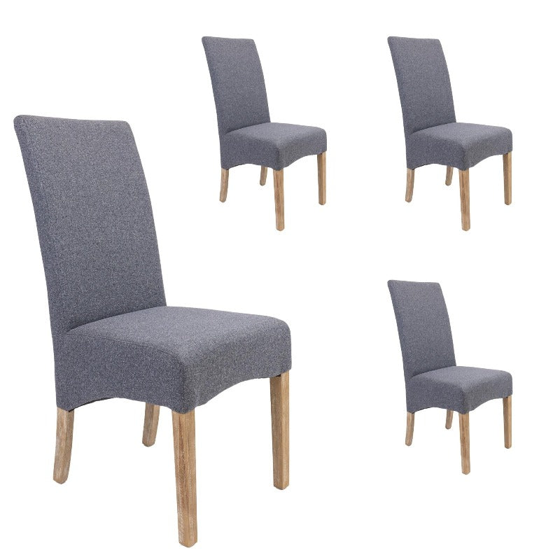 Dining Chairs Divano Jackson Dining Chair Set Of 4 Fabric Seat Solid Pine Wood Furniture Grey