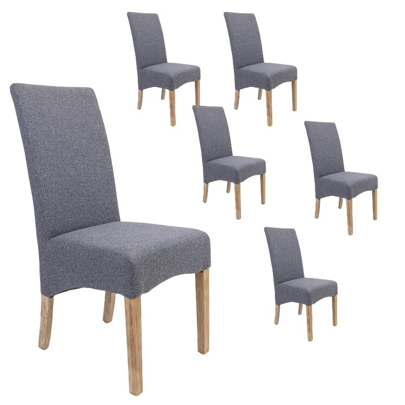 Dining Chairs Divano Jackson Dining Chair Set Of 6 Fabric Seat Solid Pine Wood Furniture Grey