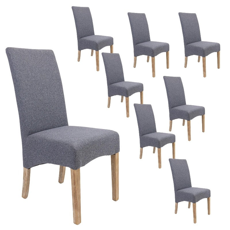 Dining Chairs Divano Jackson Dining Chair Set Of 8 Fabric Seat Solid Pine Wood Furniture Grey