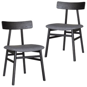 Dining Chairs Claire Dining Chair Set Of 2 Solid Oak Wood Fabric Seat Furniture Black