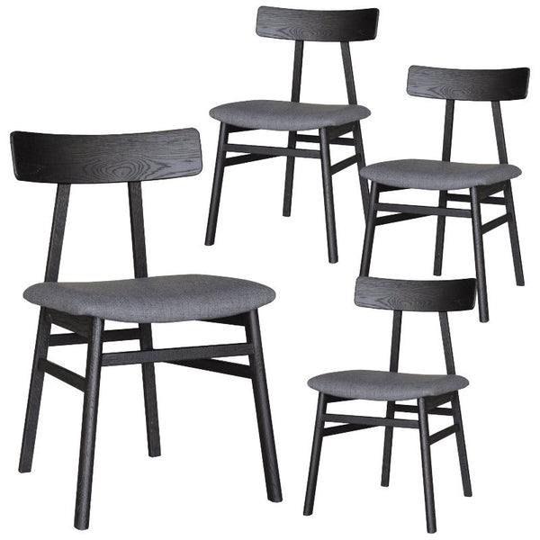 Dining Chairs Claire Dining Chair Set Of 4 Solid Oak Wood Fabric Seat Furniture Black