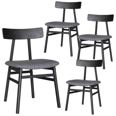 Dining Chairs Claire Dining Chair Set Of 4 Solid Oak Wood Fabric Seat Furniture Black